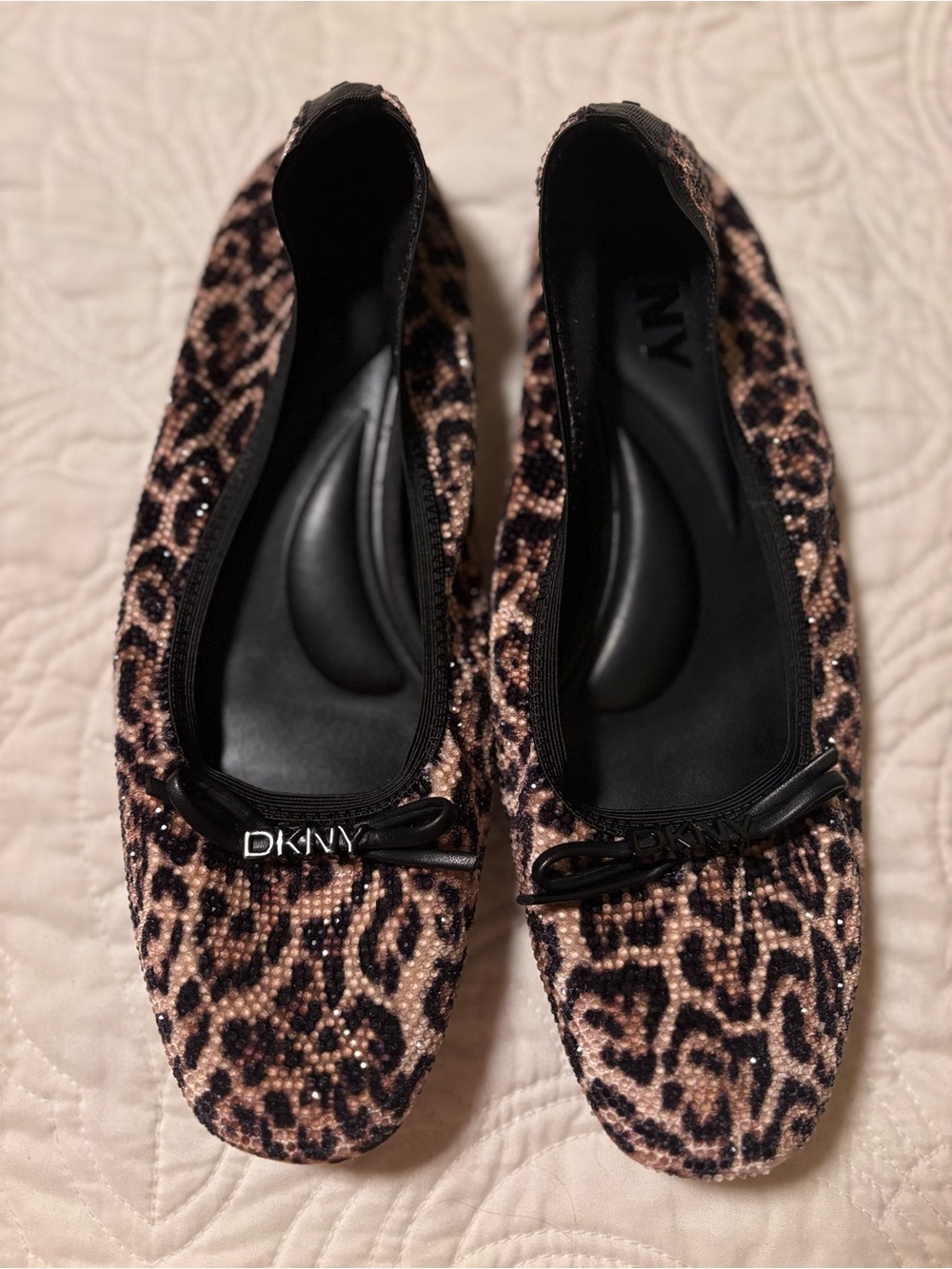 DKNY Leopard Sequin Ballerina Flats